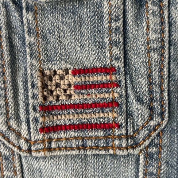 Reuse | denim | vest | embroidered | American Flag | M - Picture 11 of 11